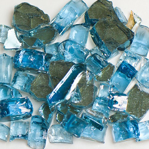 View Reflective Blue Terrazzo Glass